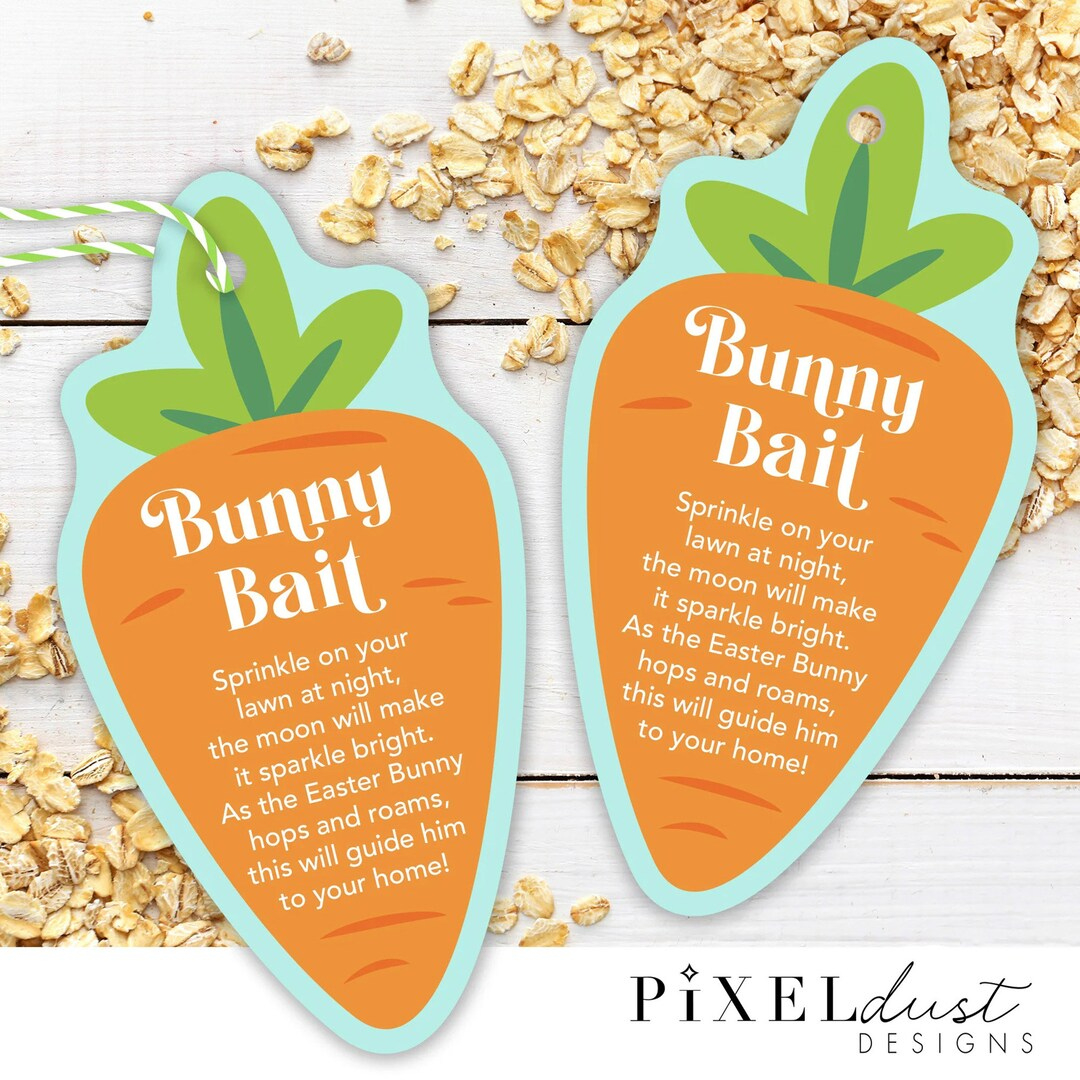 Bunny Bait Printable Tags, Easter Bunny Food Cards, Bunny Bait intended for Bunny Bait Printable Tags
