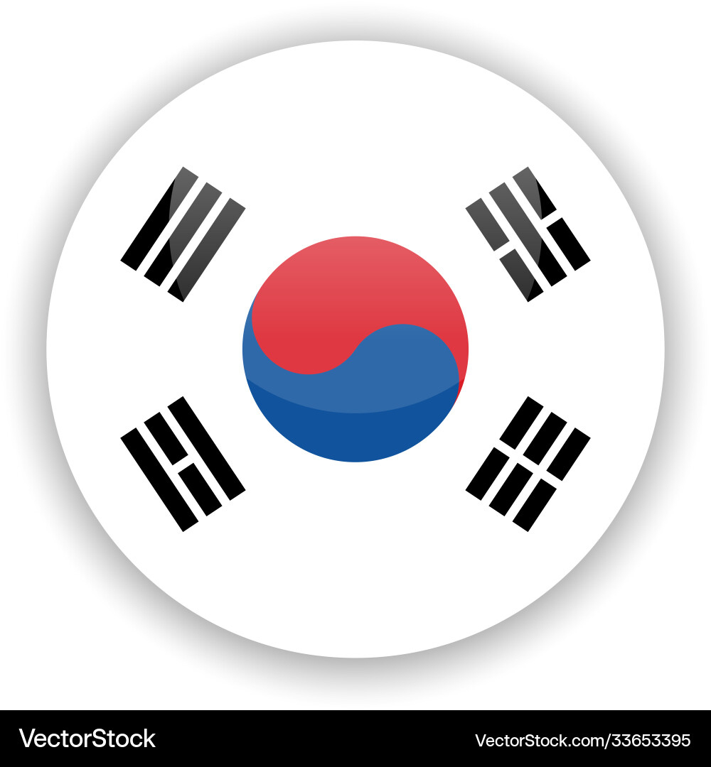 Button Korea Republic Flag Template Design Vektorbild pertaining to Printable South Korea Flag