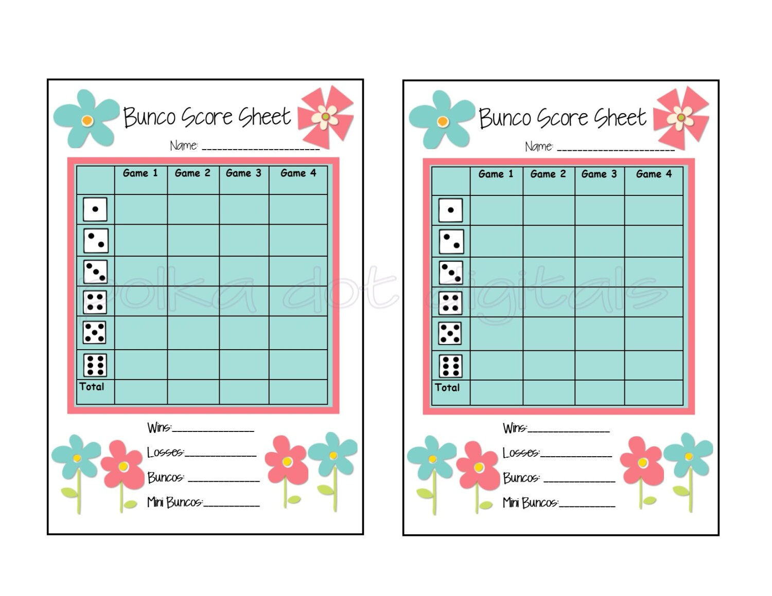 Buy 2 Get 1 Free Complete Set Spring Flowers Floral Bunco Score within Free Printable Bunco Score Sheets Spring