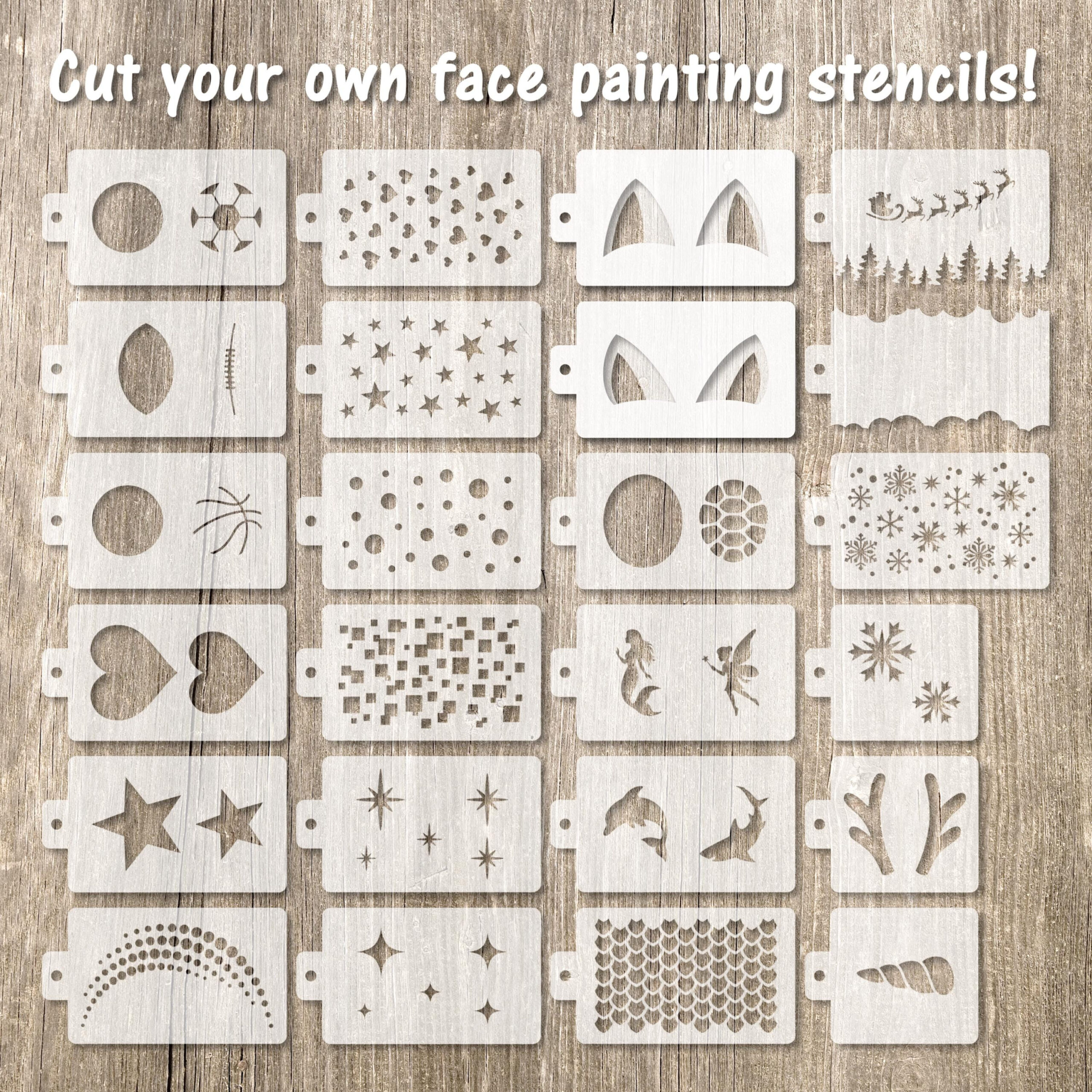 Buy Face Paint Stencils, Face Paint Svg Stencils, Svg Stencils inside Cut Out Face Paint Stencils Printable