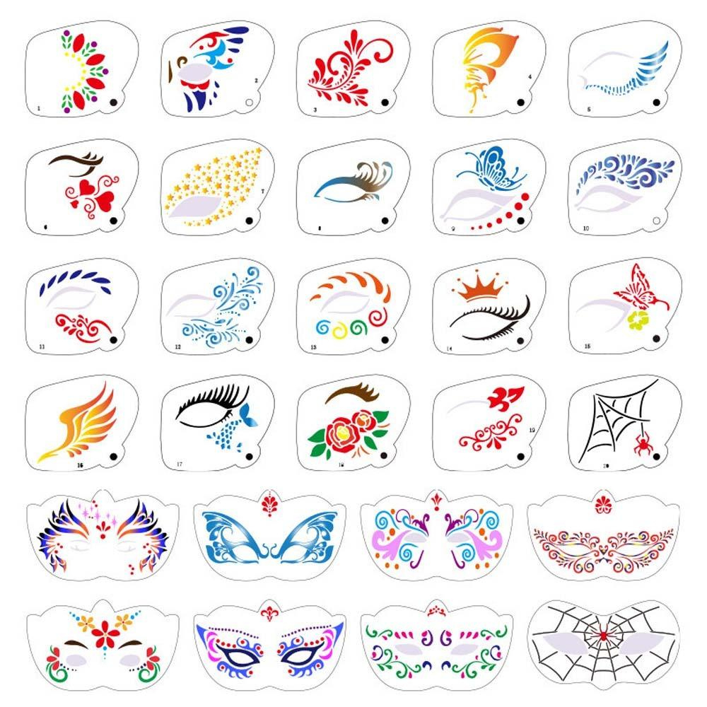 Buy Multiple Pattern Face Paint Templates Hollowed Diy Makeup with Face Paint Stencils Printable