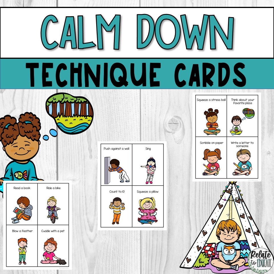 Calm Down Techniques &amp;amp; Strategies Printable Cards | Madeteachers in Calm Down Cards Free Printable