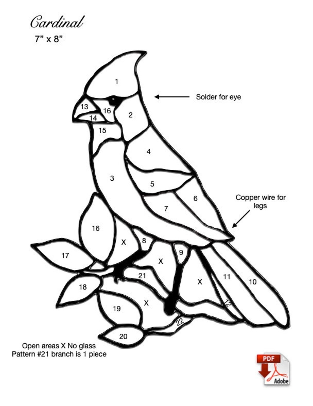 Cardinal Stained Glass Pattern - Etsy intended for Printable Cardinal Stained Glass Pattern