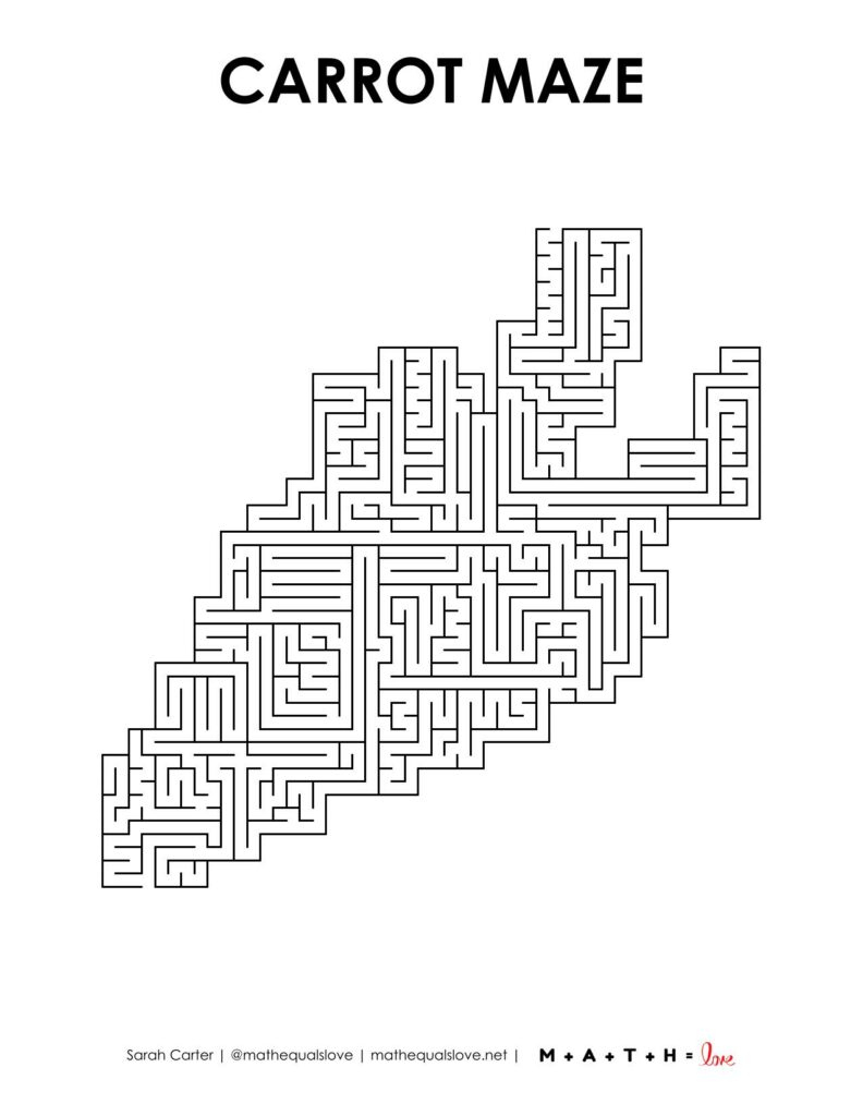 Carrot Maze Printable For Spring Or Easter | Math = Love regarding Free Printable Mazes For Adults