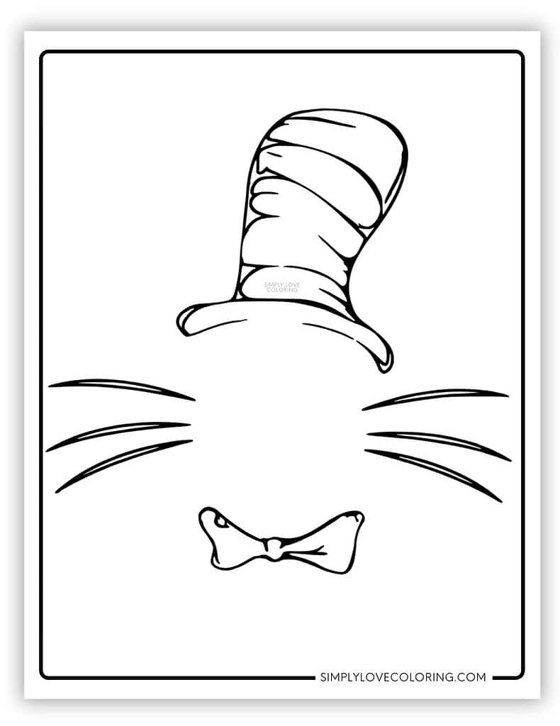 Cat In The Hat Coloring Pages (Free Pdf Printables) - Simply Love in Cat in the Hat Bow Printable