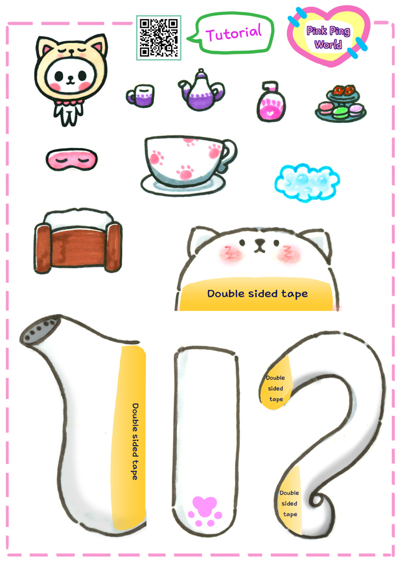 Cat Teapot Squishy Book Diy Printables - Pinkpingdoll&amp;#039;S Ko-Fi Shop throughout Diy Squishy Book Free Printable