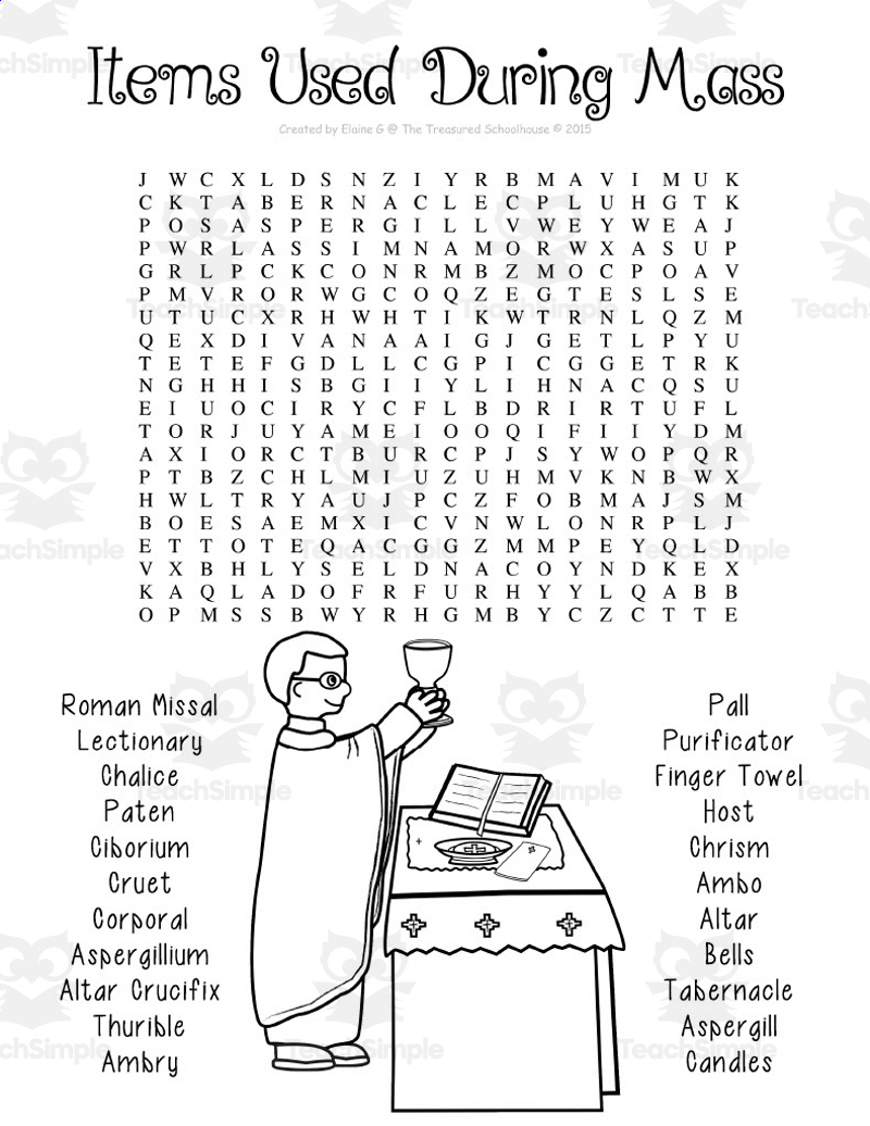 Catholic Word Searches for Catholic Word Search Printable