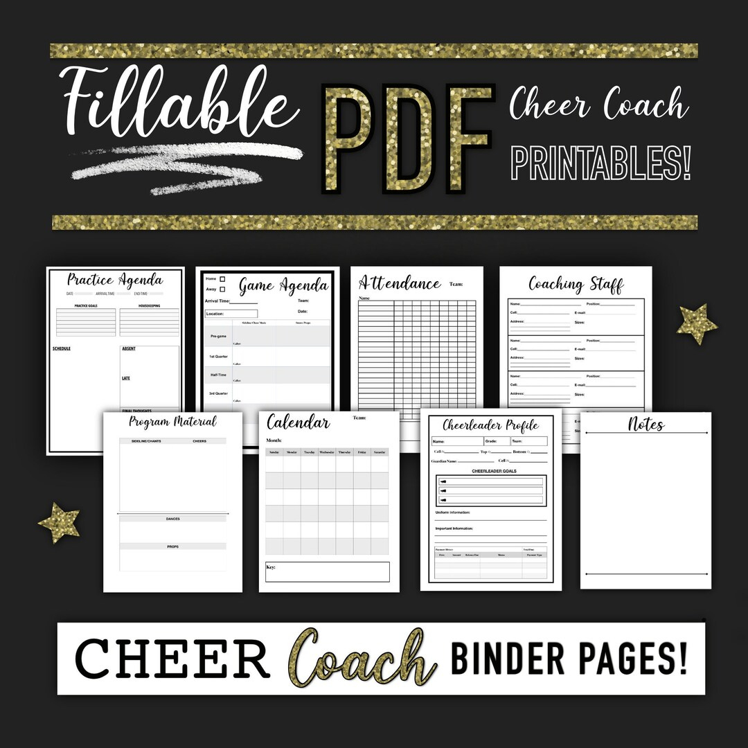 Cheerleading Coach Binder Fillable And Printable, Digital Planning, Cheer Coach Planner - Etsy in Cheer Coach Binder Printables Free