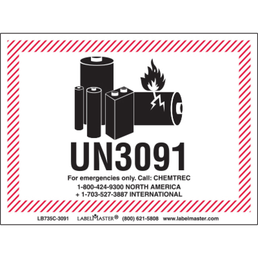 Chemtrec Un3091 Lithium Battery Handling Marking, 105Mm X 74Mm with Free Printable Un3091 Label
