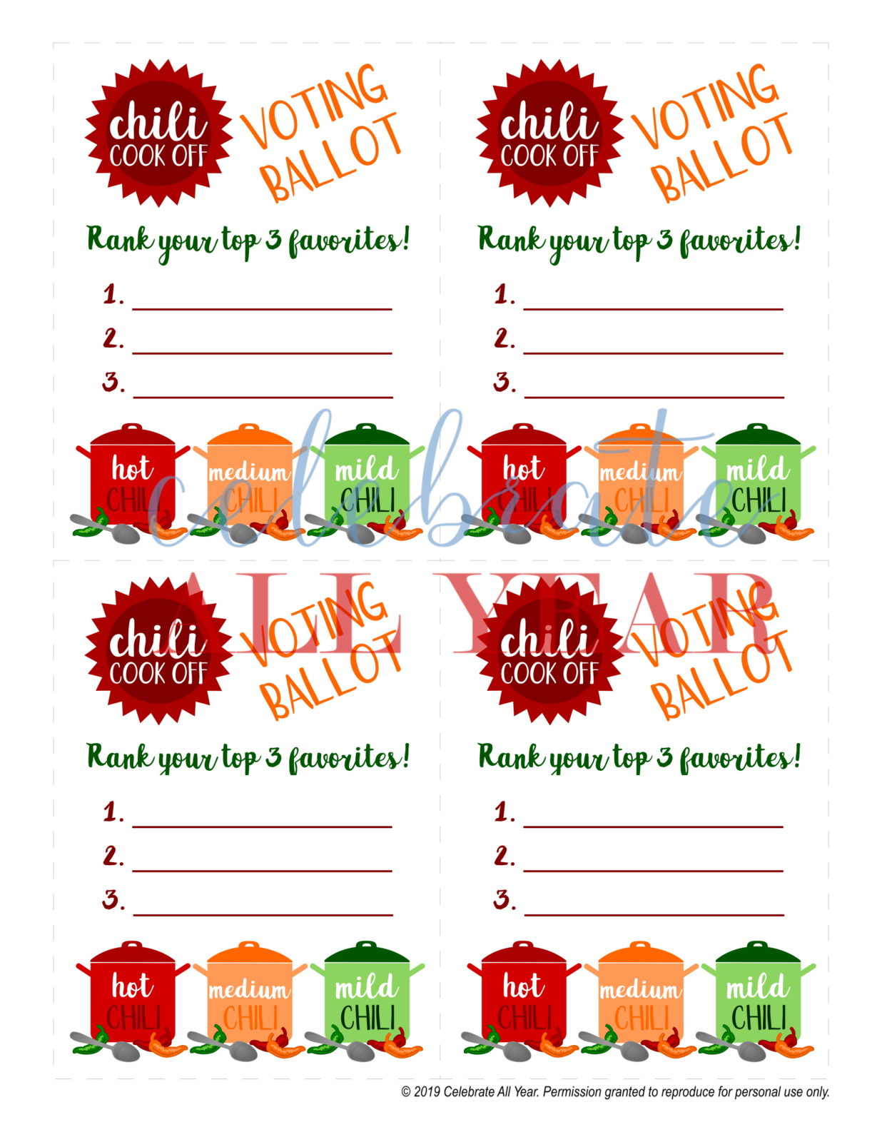 Chili Cook Off Printable Kit – Celebrate All Year with regard to Chili Cook Off Printables Free