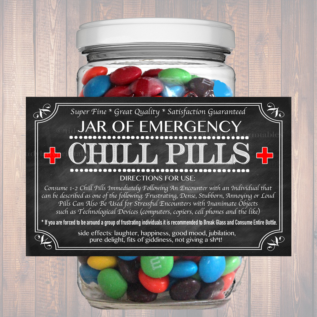Chill Pills Label, Chalkboard Label Gag Geschenk Professionelles intended for Chill Pills Label Printable Free