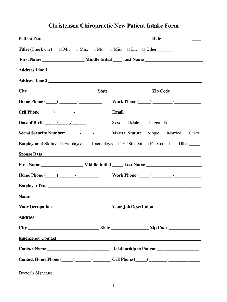Chiropractic Intake Forms Free: Fill Out &amp;amp; Sign Online | Dochub throughout Free Printable Chiropractic New Patient Forms