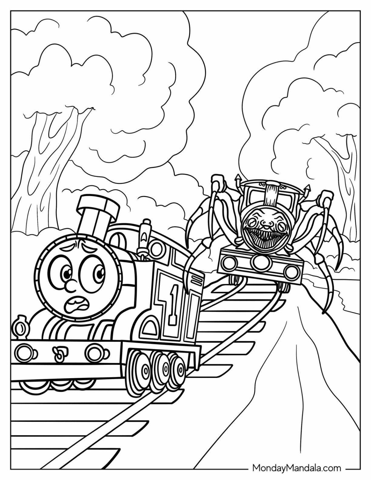 Choo Choo Charles Coloring Pages (Free Printables) for Choo Choo Charles Printable