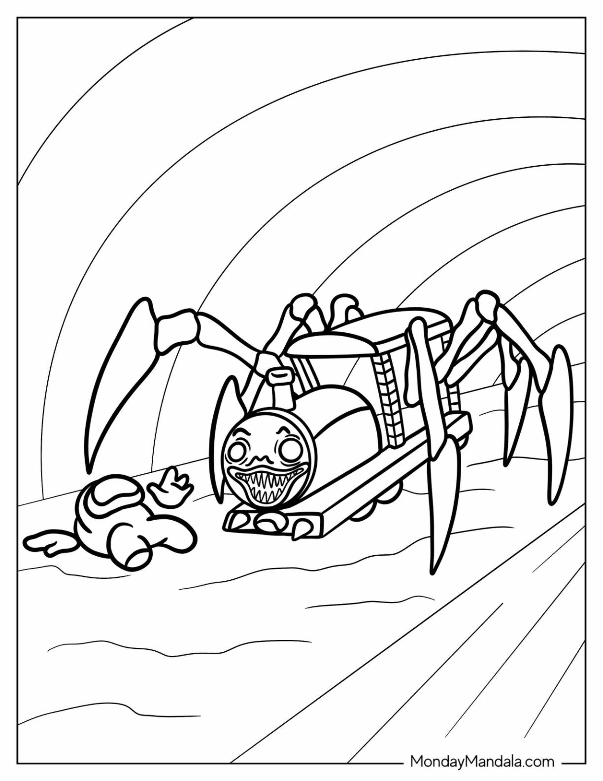 Choo Choo Charles Coloring Pages (Free Printables) regarding Choo Choo Charles Printable