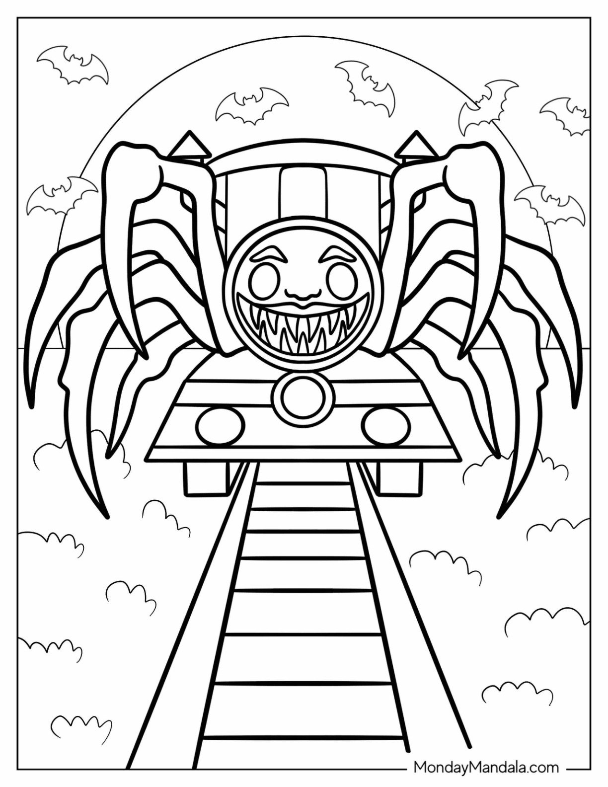 Choo Choo Charles Coloring Pages (Free Printables) throughout Choo Choo Charles Printable