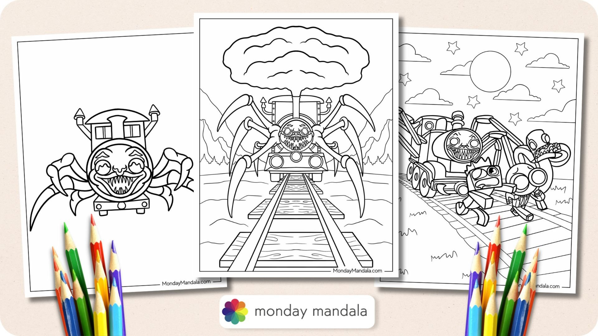 Choo Choo Charles Coloring Pages (Free Printables) with regard to Choo Choo Charles Printable
