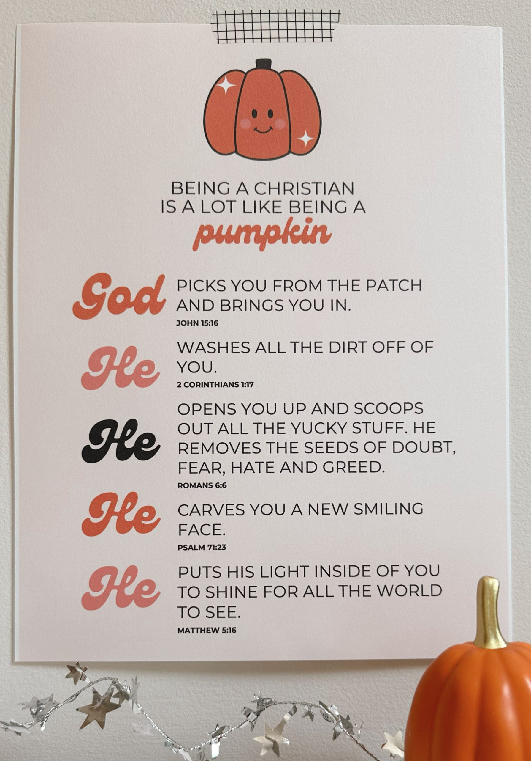 Christian Pumpkin Printable for The Pumpkin Gospel Free Printable