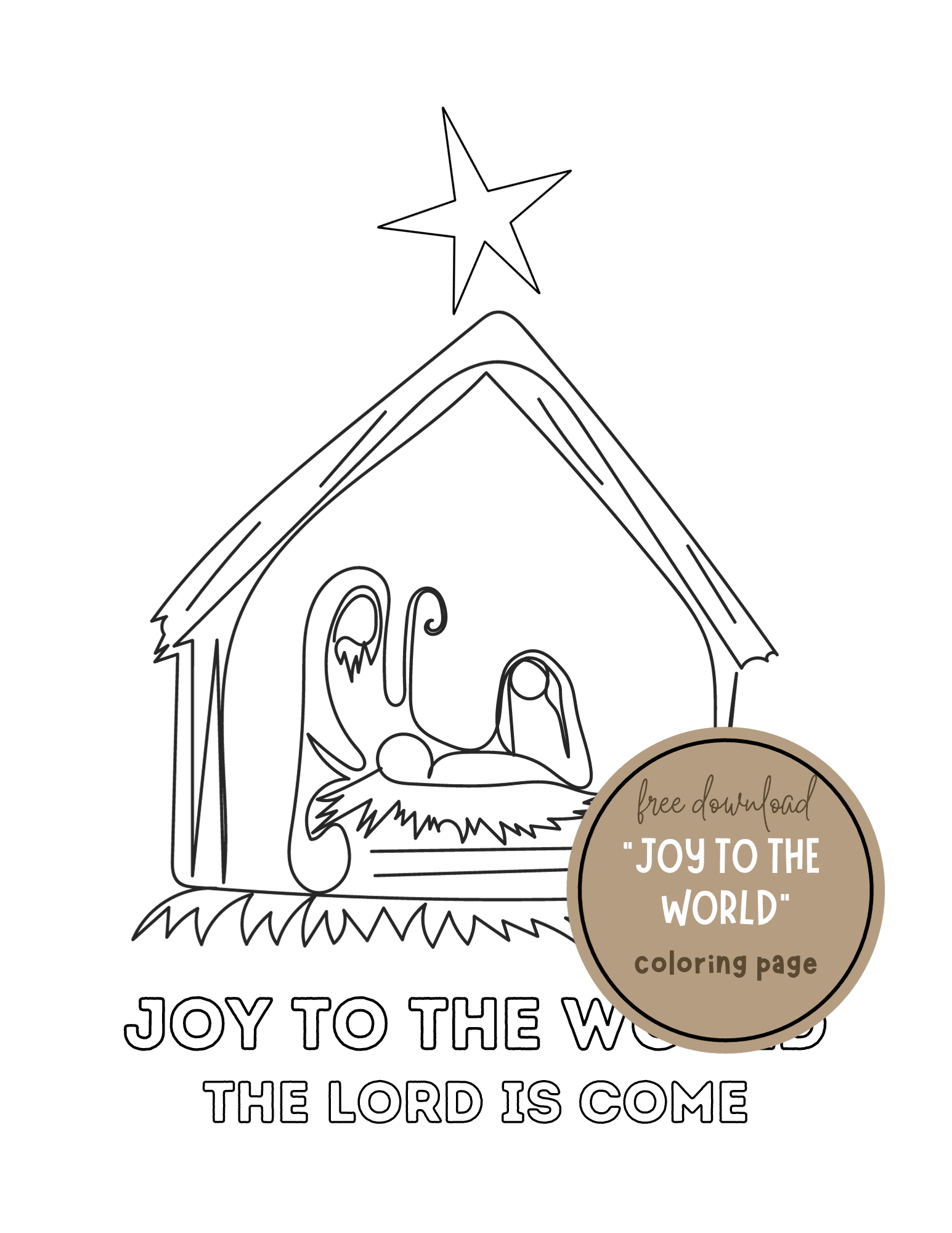 Christmas Coloring Page: Joy To The World in Joy To The World Printable