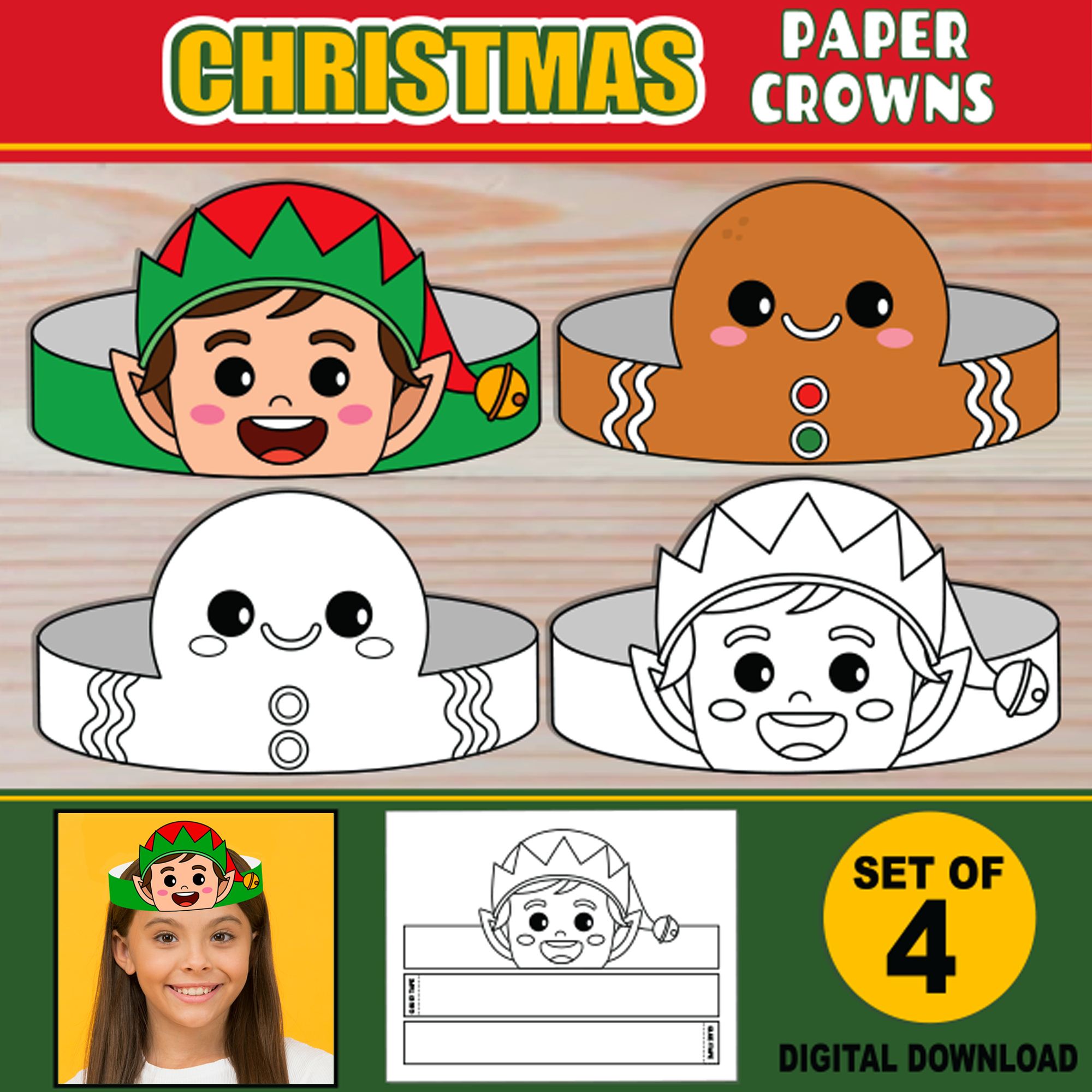 Christmas Paper Crowns For Kids | Printable Paper Hat Headbands throughout Gingerbread Man Headband Free Printable