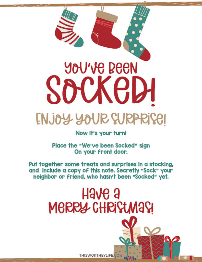 Christmas Sock Exchange | Christmas You&amp;#039;Ve Been Socked inside You Ve Been Socked Free Printable