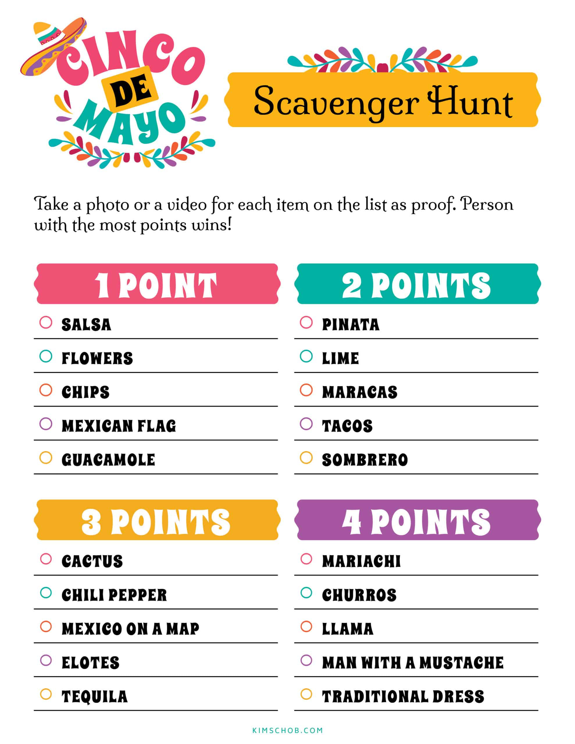Cinco De Mayo Games Everyone Will Love - Kim Schob intended for Free Printable Cinco De Mayo Games