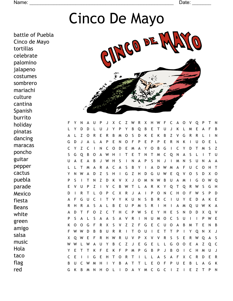 Cinco De Mayo Word Search - Wordmint regarding Cinco De Mayo Word Search Printable