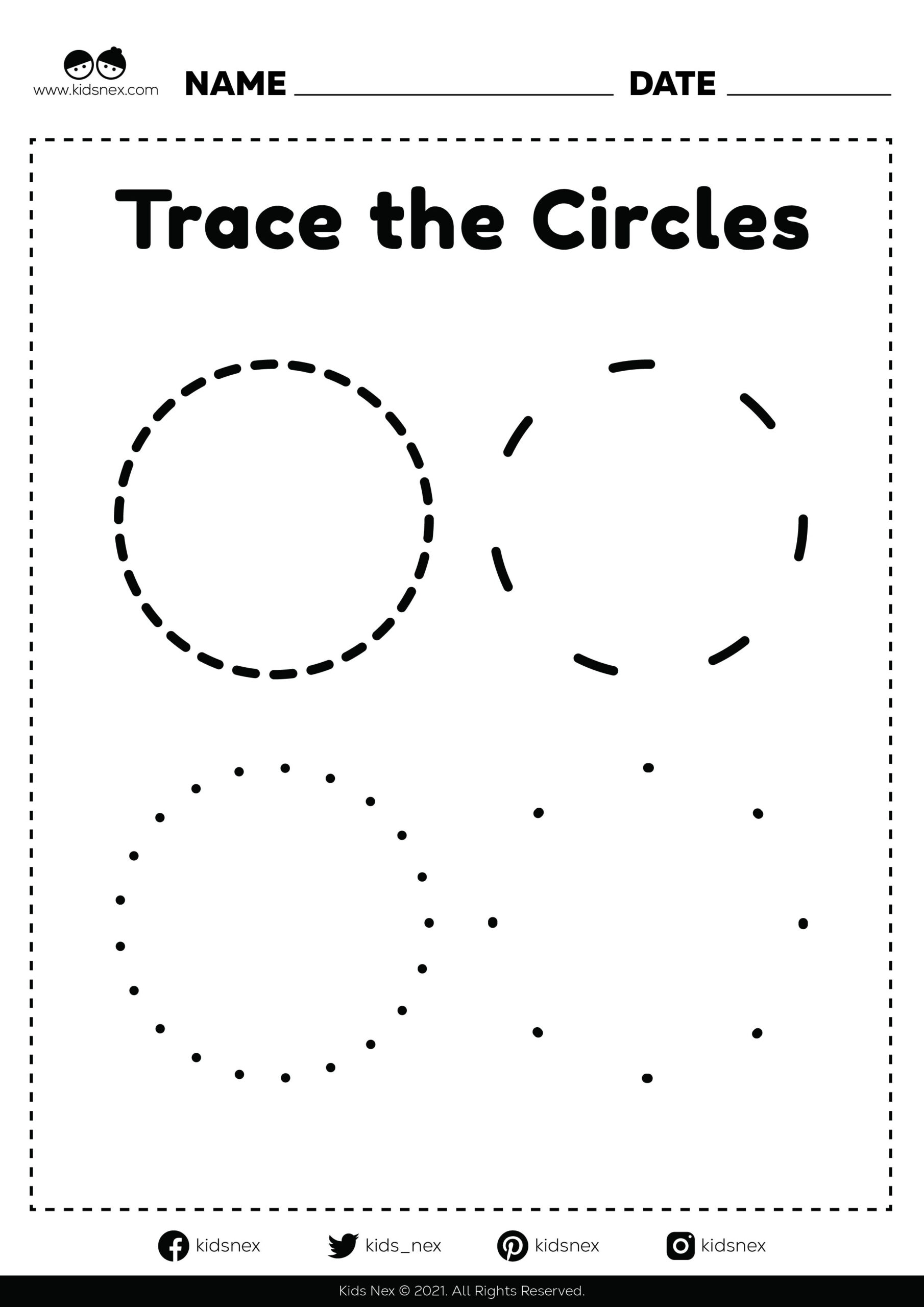 Circle Tracing Worksheet - Pdf Printable | Kidsnex for Free Printable Circle Tracing Worksheet