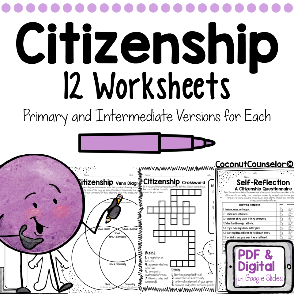 Citizenship Worksheet Set Of 12 | Madeteachers for Free Citizenship Worksheets Printables