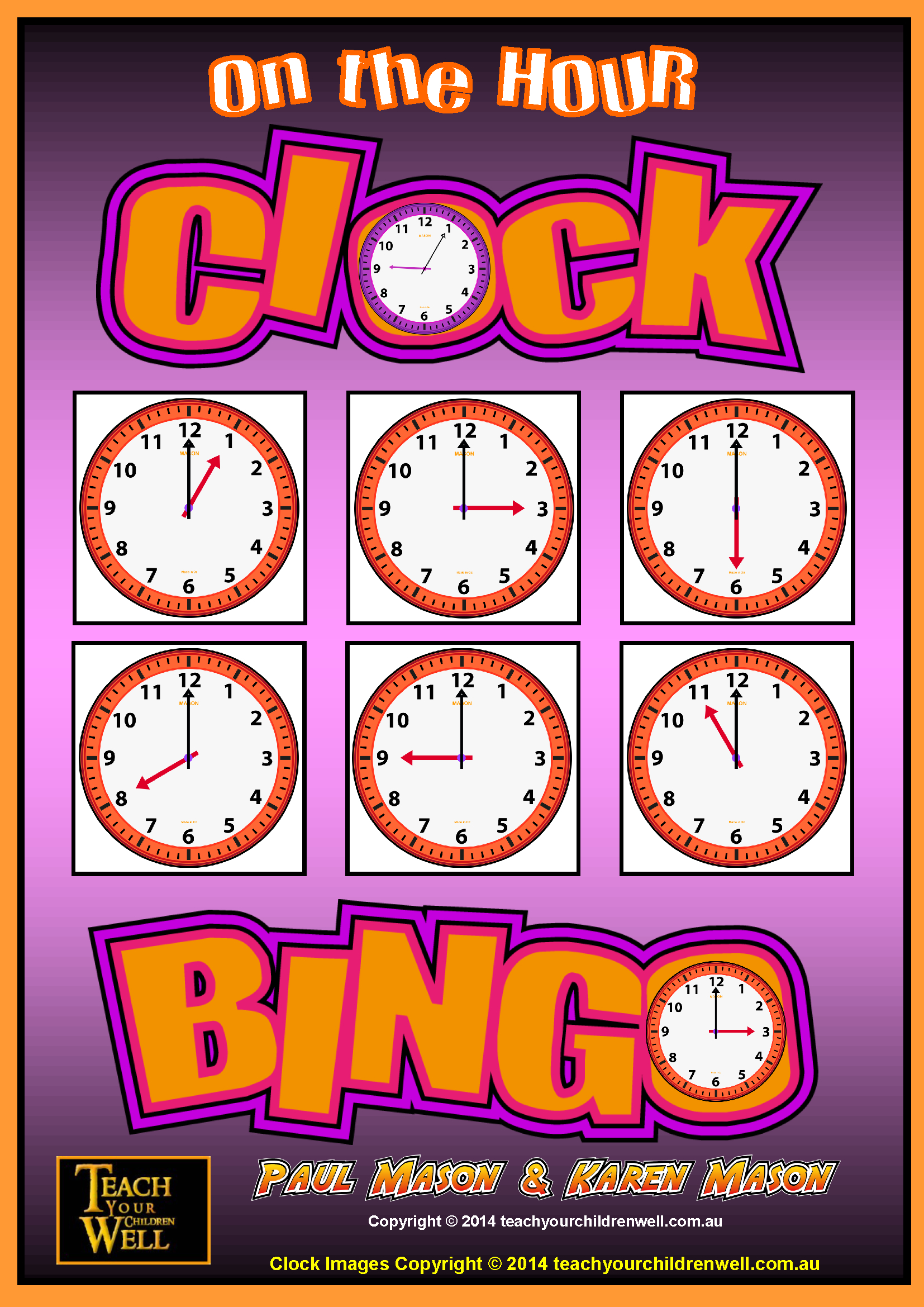 Clock Bingo - (Time Bingo) On The Hour - 32 Cards | Teach In A Box pertaining to Educational Bingo Cards Time