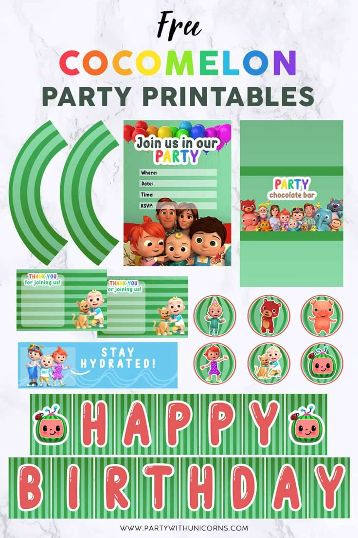 Cocomelon Party Printables Set - Free Download - Party With Unicorns with Free Cocomelon Birthday Printables