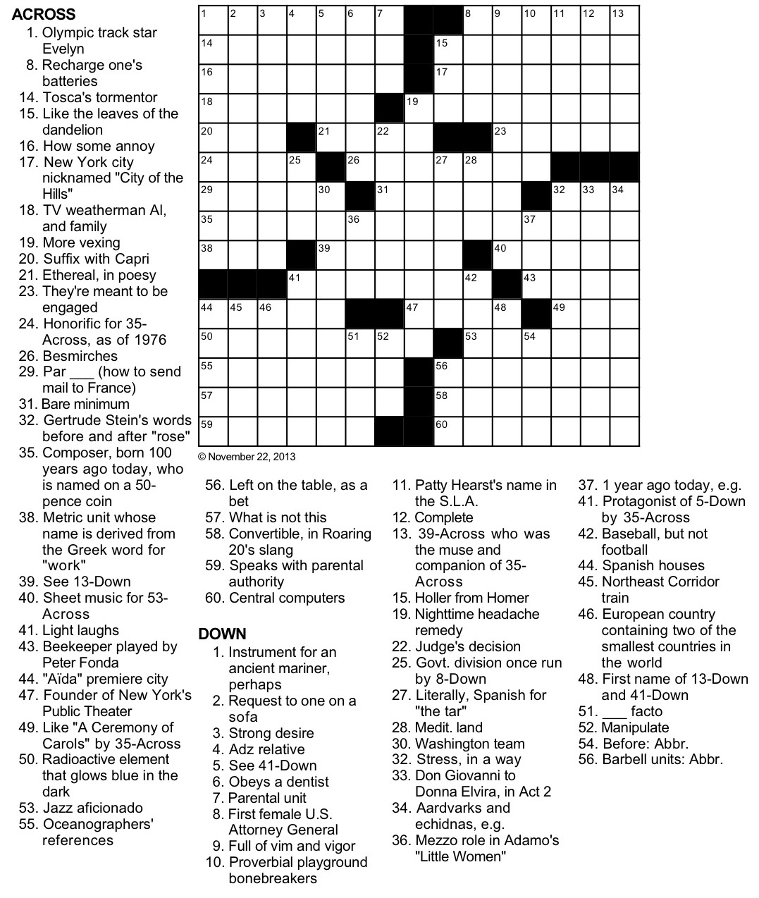 Coin Of The Musical Realm Crossword Puzzle for Printable Crossword Puzzles Music