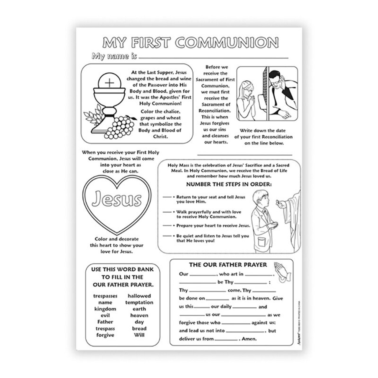 Color-Your-Own My First Communion Poster - 50/Pk - [Consumer]Autom intended for Free Printable First Communion Worksheets