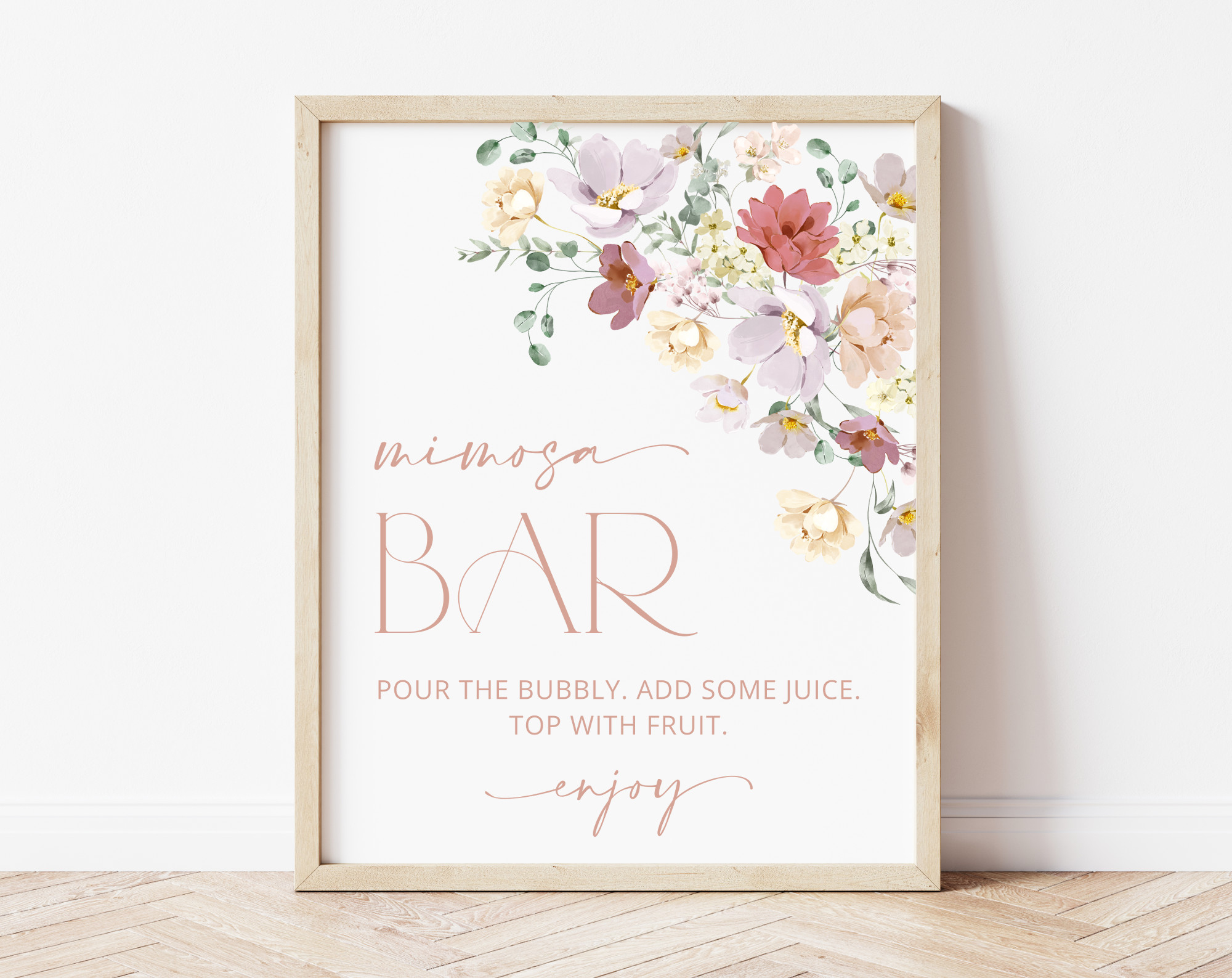 Colorful Flowers Mimosa Bar Sign - Bridal Shower Sign - Party Sign within Printable Mimosa Bar Sign