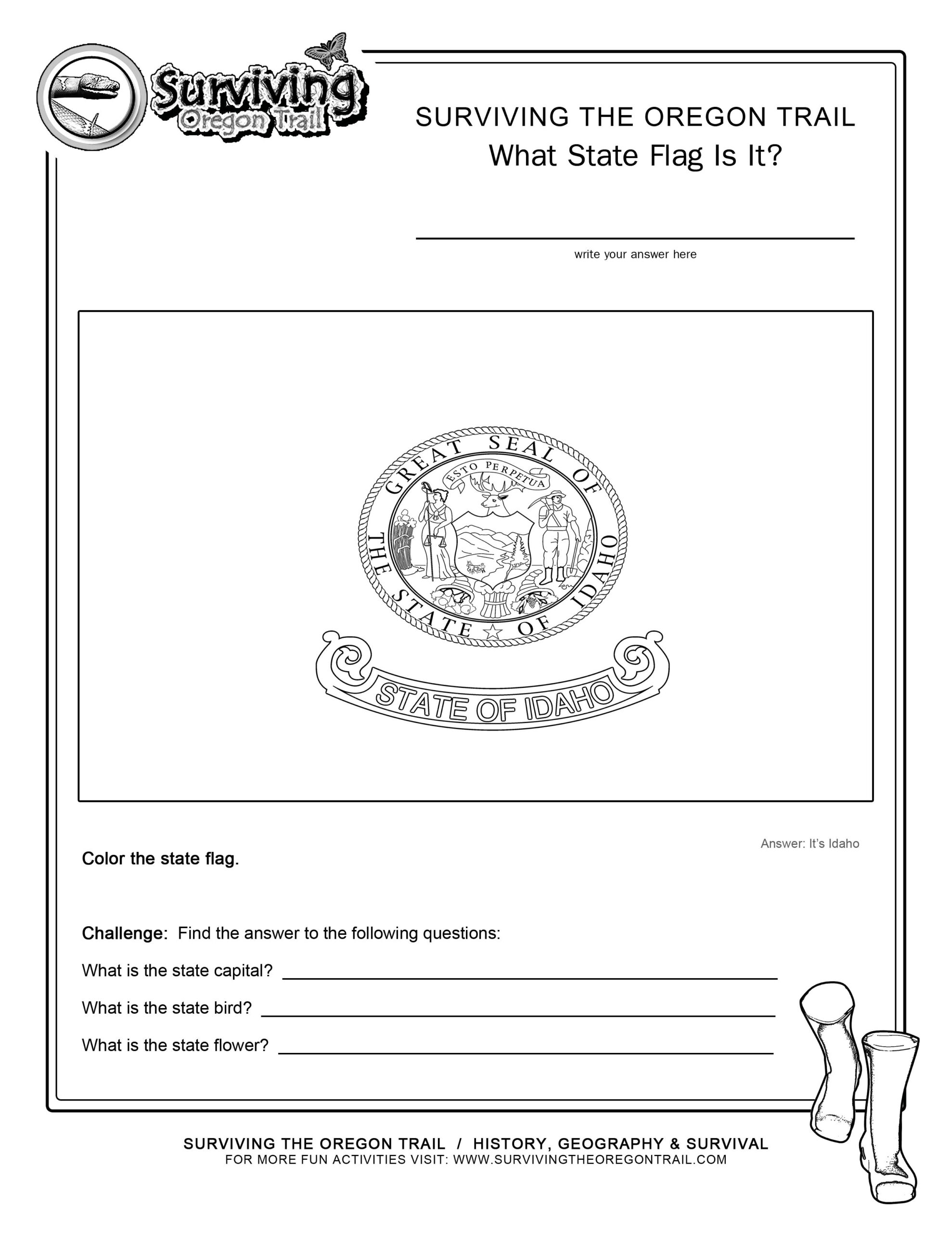 Coloring Page State Flag Idaho Printable Worksheet - Surviving The pertaining to Idaho State Flag Printable
