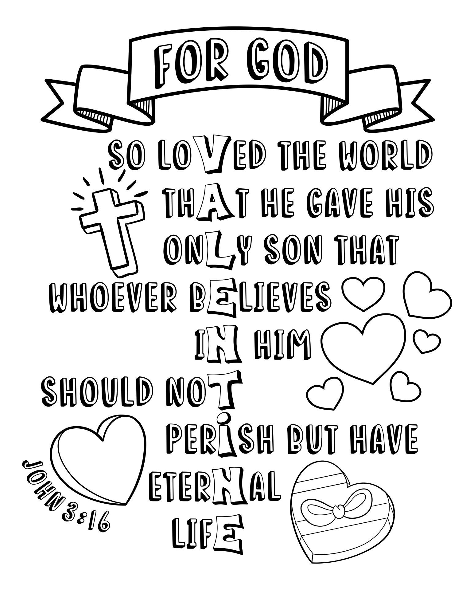 Coloring Page With John 3 16 - 10 Free Pdf Printables | Printablee inside Printable John 3 16 Activity Sheet