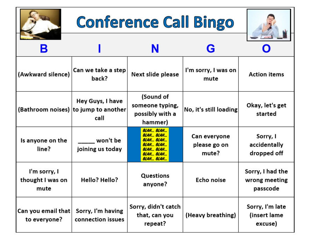 Conference Call Bingo Game-Hilarious Game For Business Event Or pertaining to Conference Call Bingo Cards