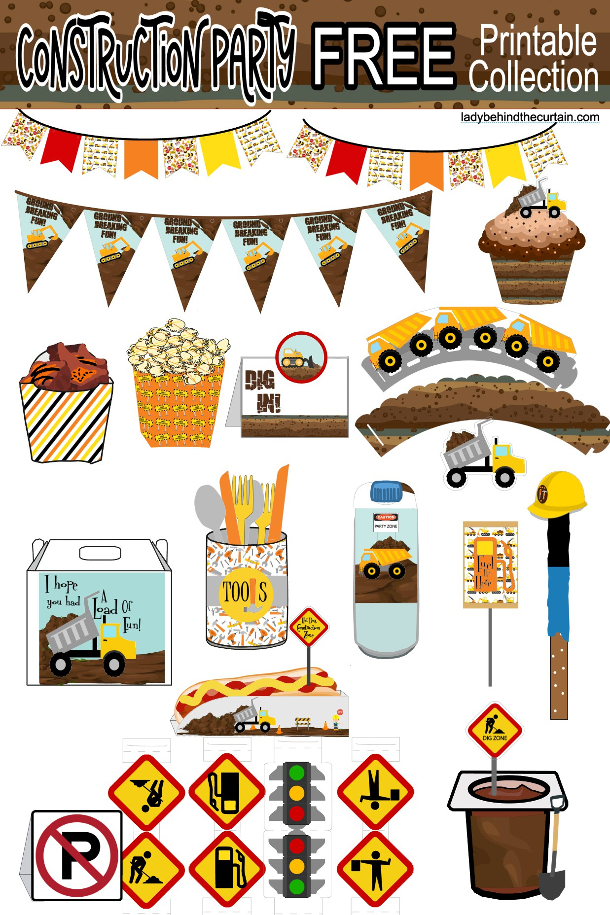 Construction Kids Birthday Party Free Printable Collection pertaining to Construction Party Free Printables