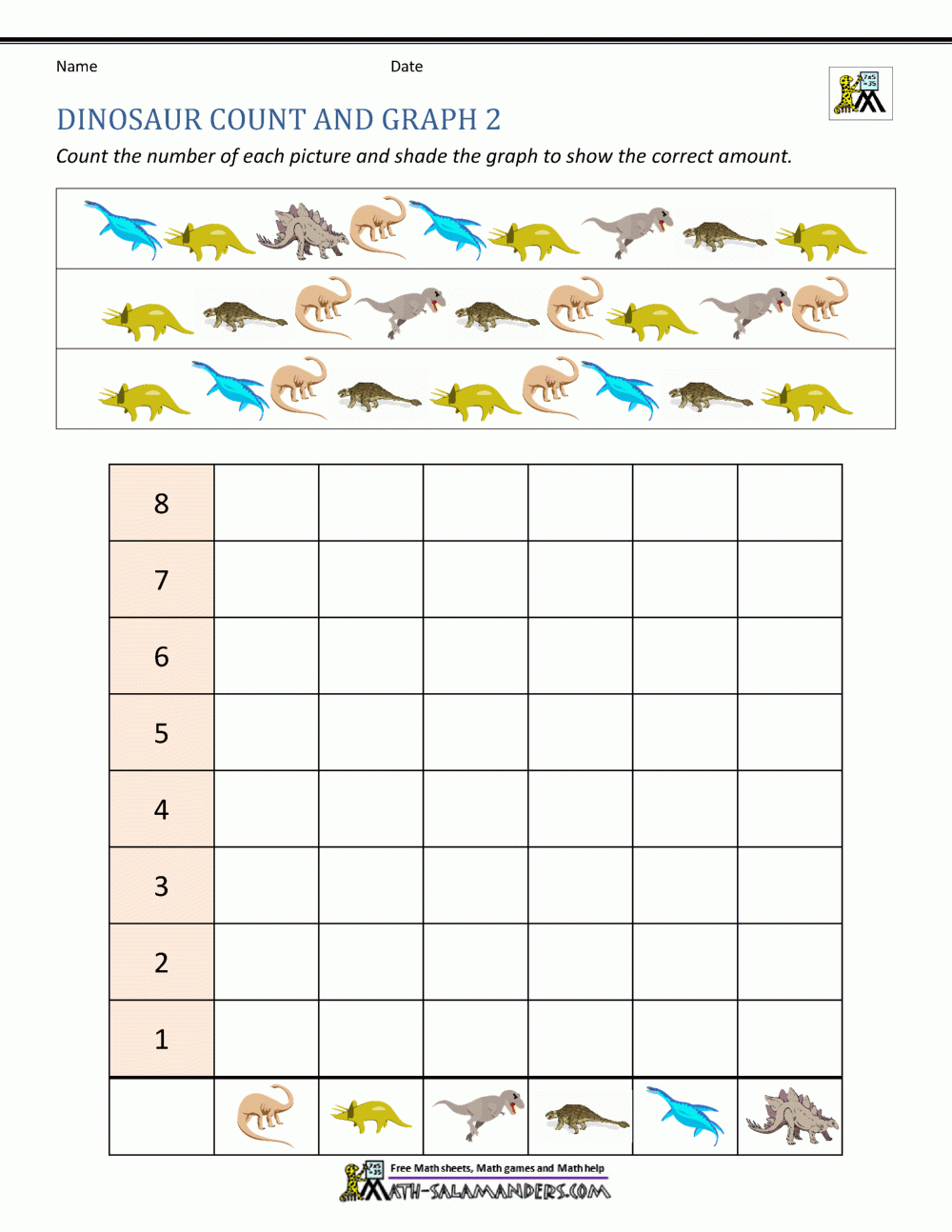 Count And Graph Worksheets regarding Printable Dinosaur Bar Graph Worksheet