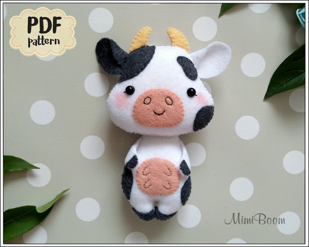 Cow Pattern Felt Sewing Pattern Cow Pdf Tutorial Cow Plushie Pattern Farm Animals Pattern Easy Pattern Farm Baby Mobile Pattern Felt - Etsy Denmark inside Printable Cow Sewing Pattern