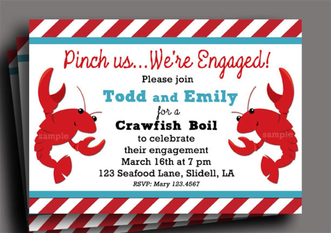 Crawfish Boil Invitation Printable Or Printed With Free Shipping - Engagement, Anniversary, Birthday - Someone Pinch Me Tpc9037 - Etsy inside Crawfish Boil Invitations Free Printable