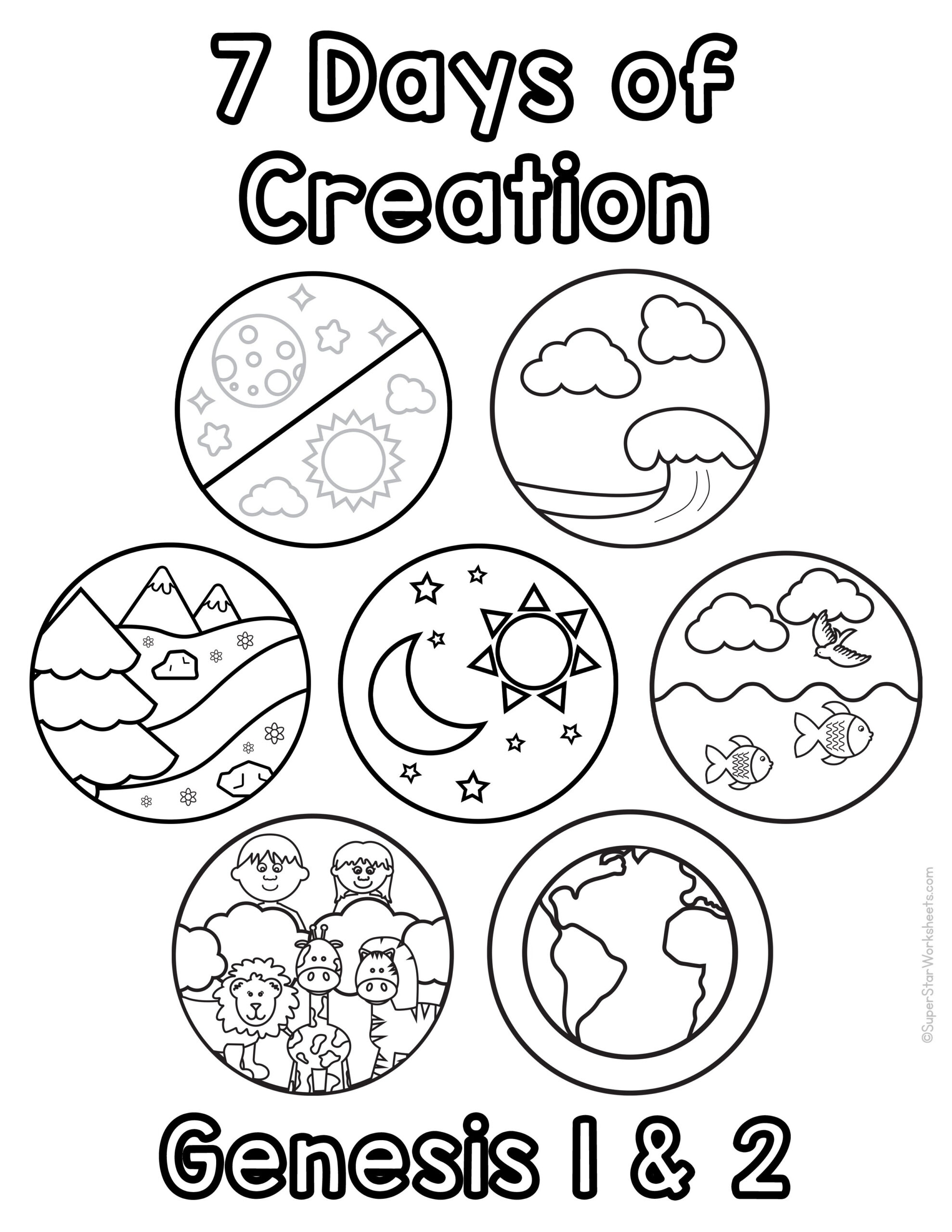Creation Coloring Pages (Free Printables) - Superstar Worksheets throughout Printable 7 Days Of Creation Pictures