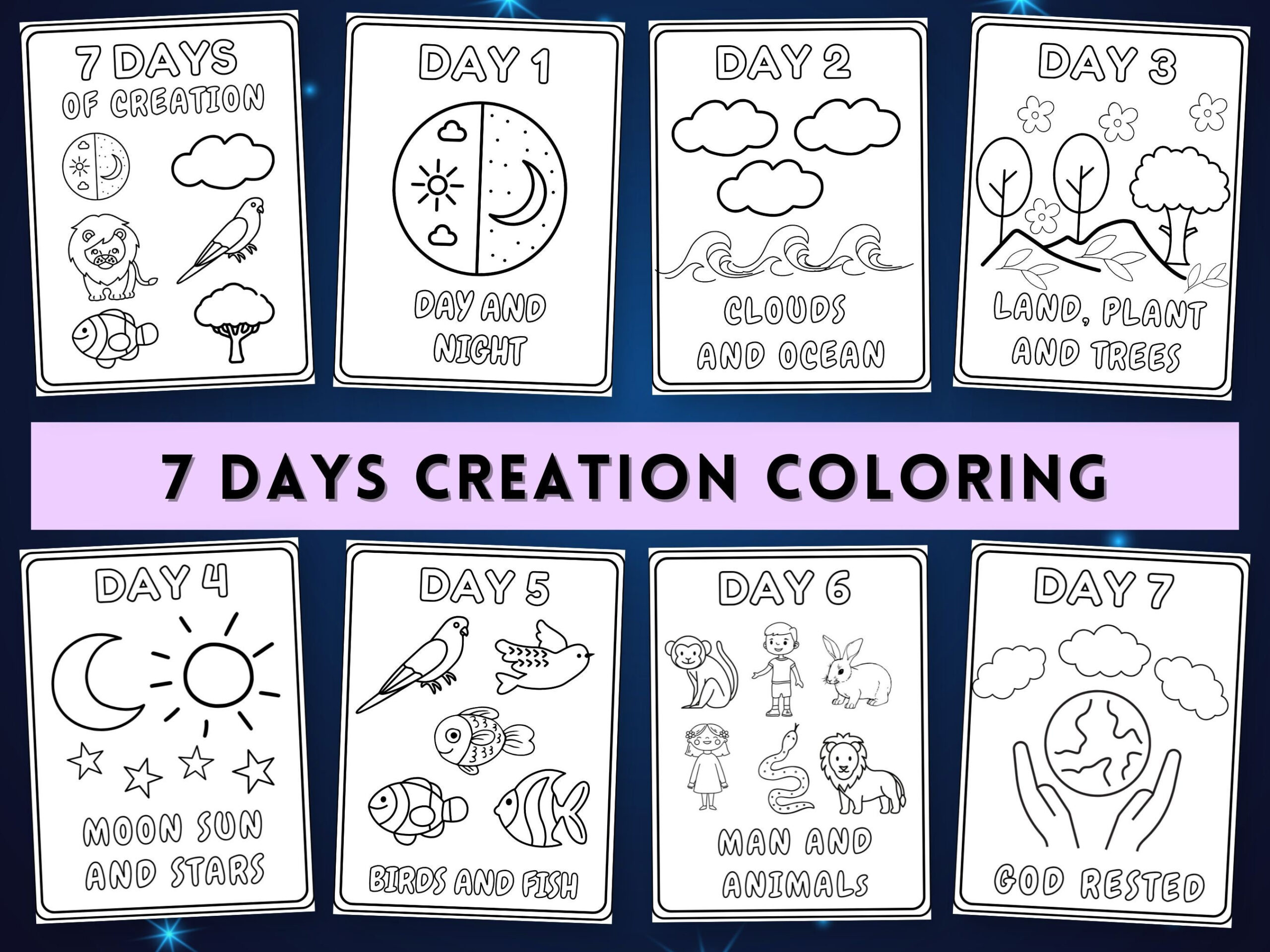 Creation Days Coloring, 7 Days Of Creation Coloring Pages, Days Of with 7 Day Days of Creation Printables