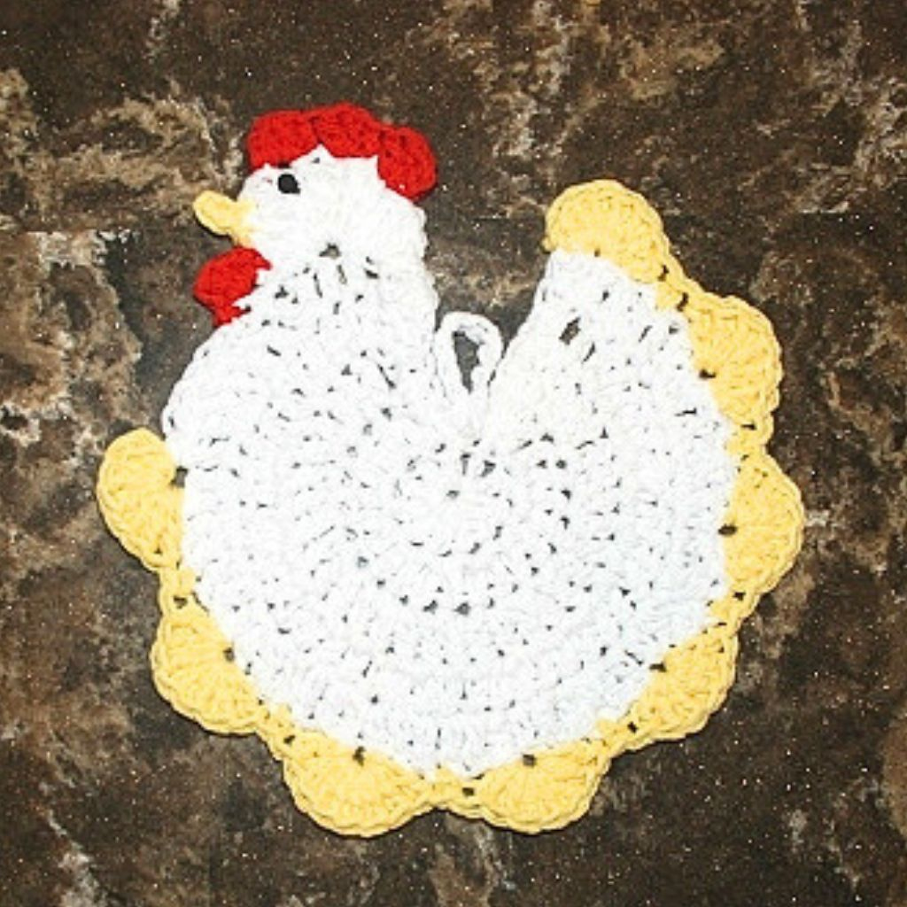 Crochet A Stunning Chicken Potholder: Step-By-Step Tutorial - Amys in Printable Free Crochet Chicken Potholder Pattern