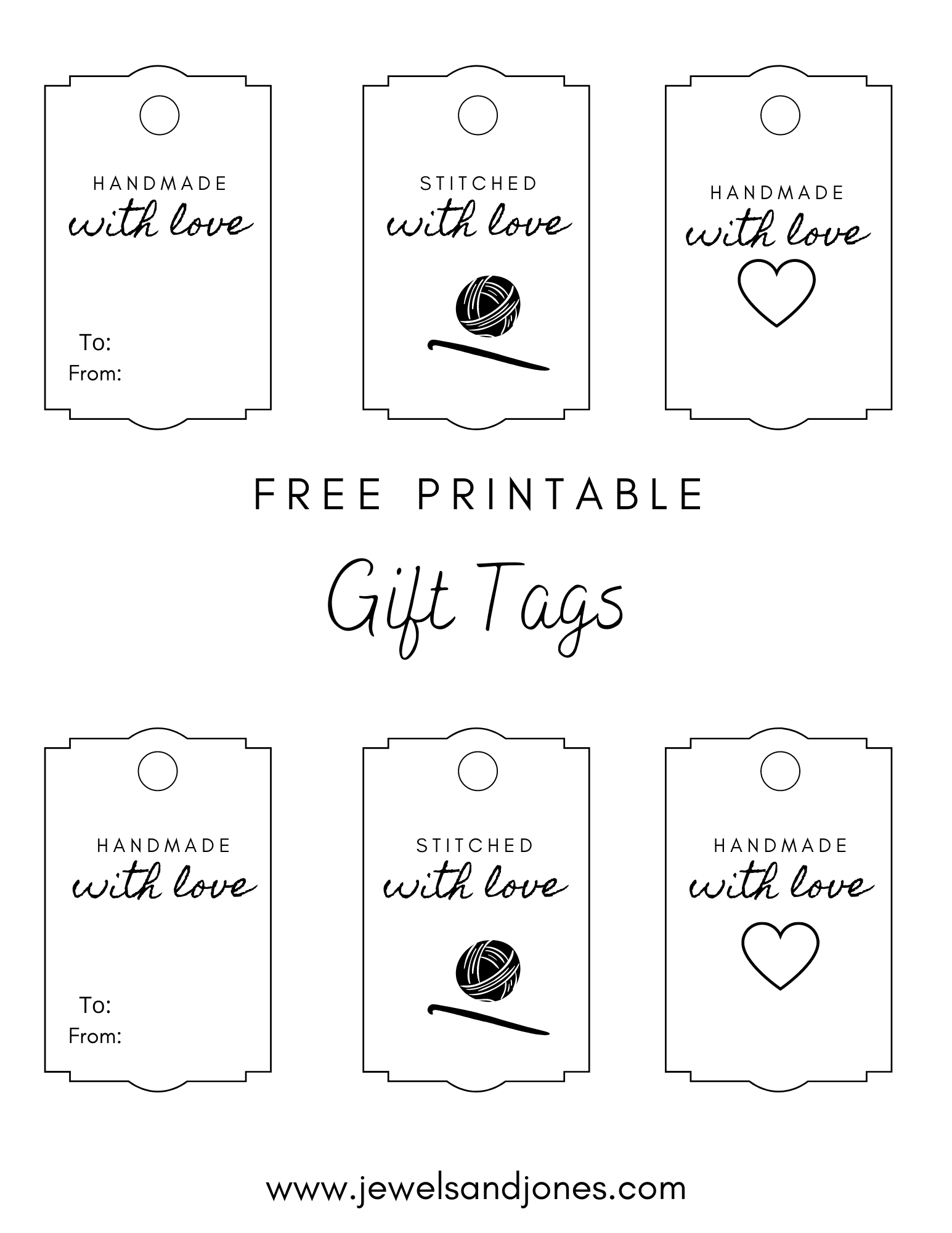 Crochet Gift Tags - Free Printable - Jewels And Jones in Free Printable Handmade With Love Printable Tags