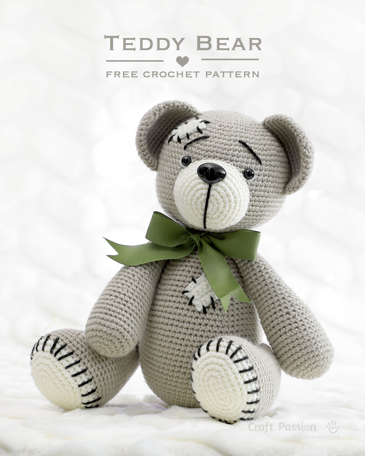 Crochet Teddy Bear - Free Amigurumi Pattern • Craft Passion with Printable Free Crochet Teddy Bear Pattern