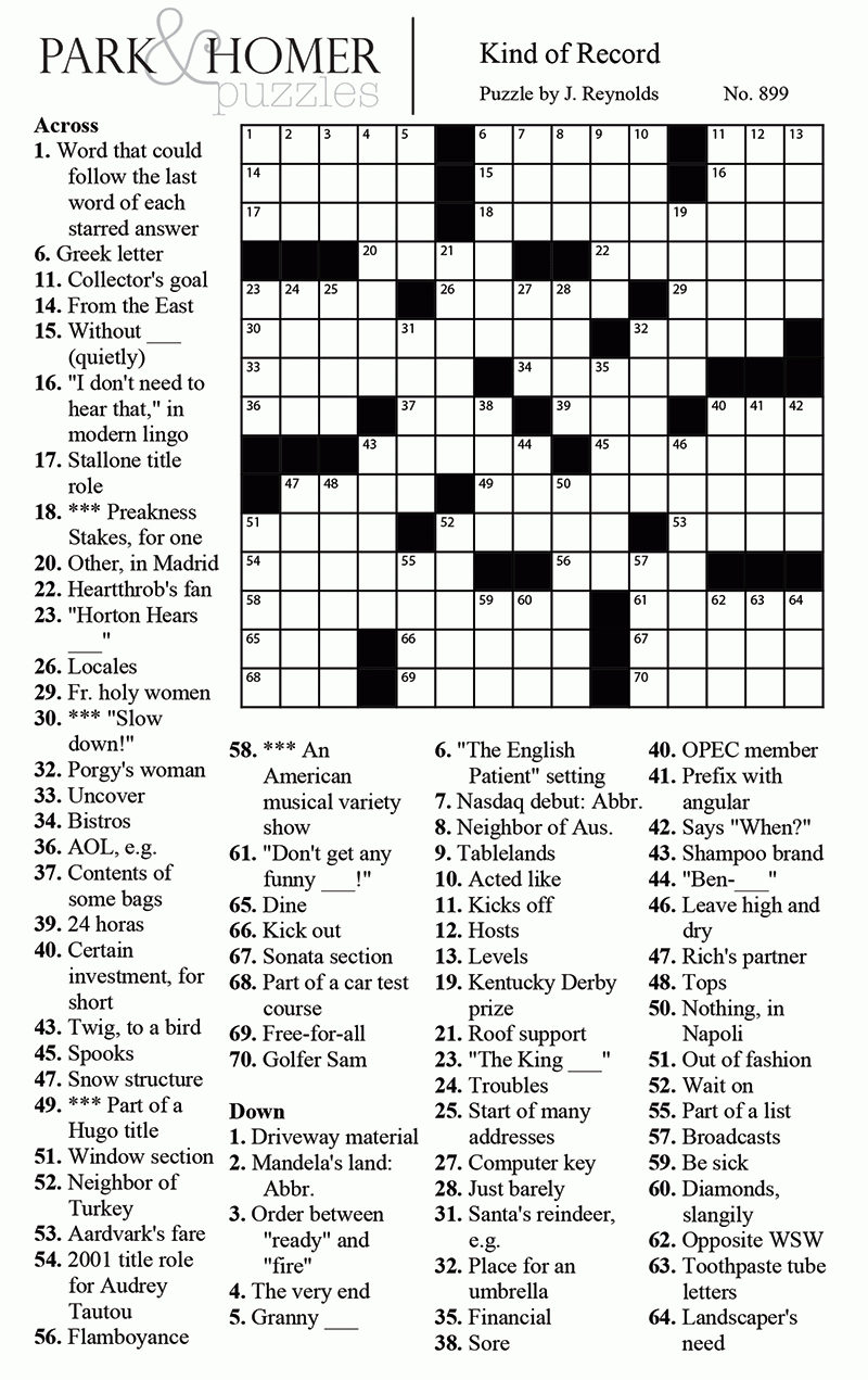 Crossword - The Austin Chronicle with Up and Down Words Newsday Answers Today Free Printable
