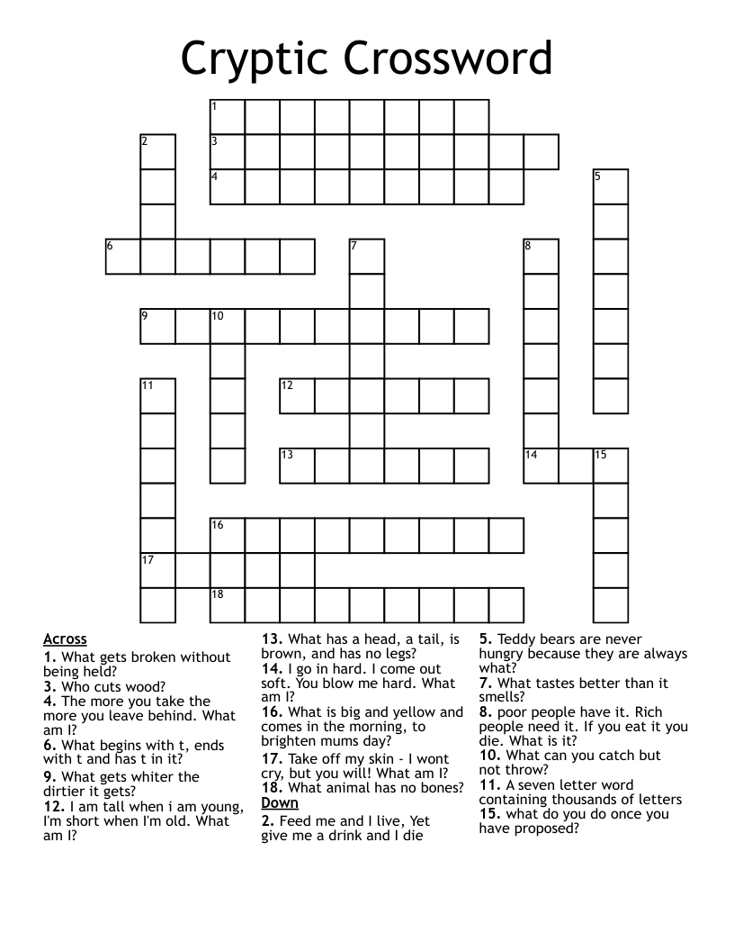 Cryptic Crossword - Wordmint within Free Printable Cryptic Crosswords