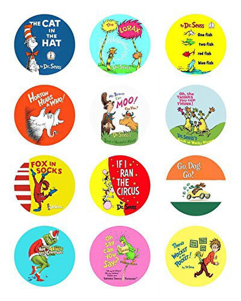 Customized Dr Seuss Lorax Cat In The Hat Grinch Book Edible Cupcake Topper Image (Image 1) throughout Dr Seuss Cupcake Toppers Printable