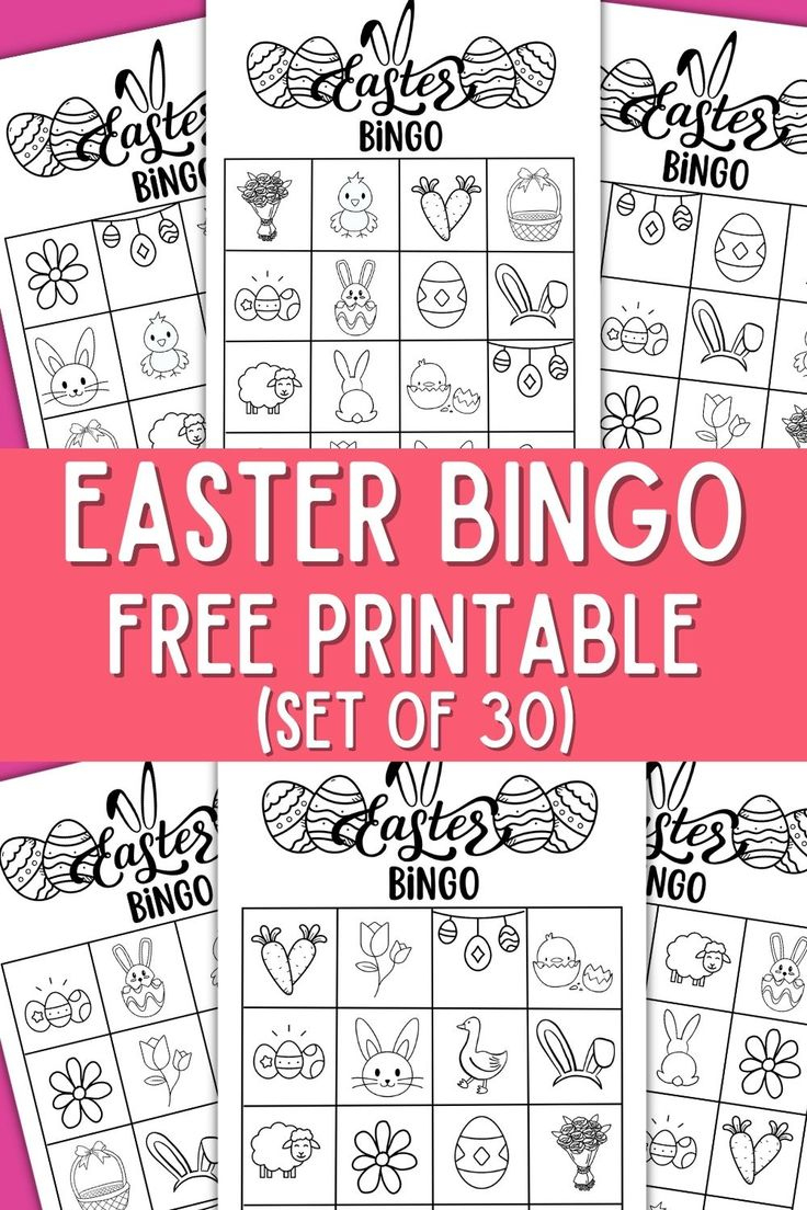 Cute Easter Bingo In Black And White (30 Sets) - Originalmom throughout Easter Bingo Printable Black And White