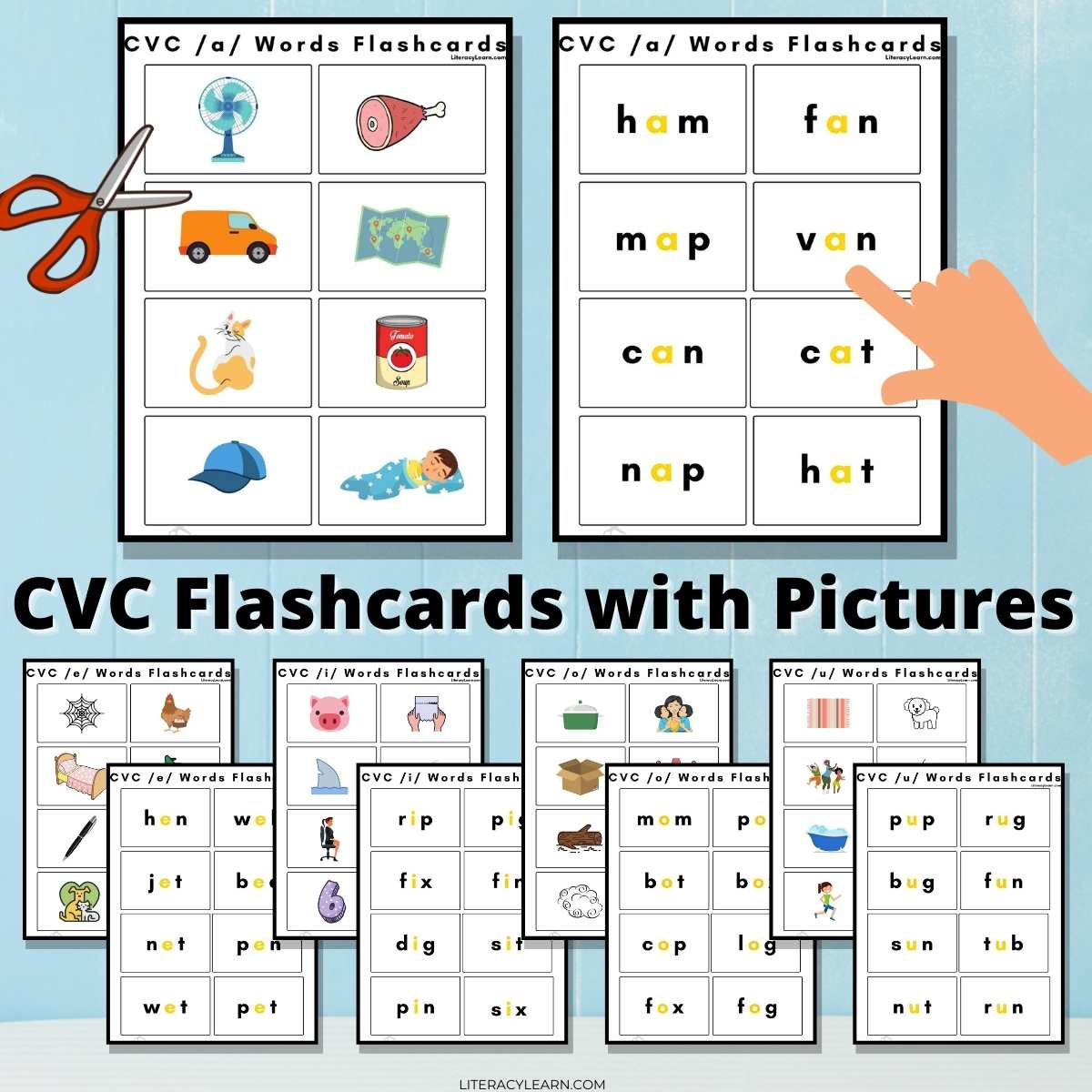 Cvc Word Flashcards With Pictures - Free Printables - Literacy Learn intended for Cvc Words Free Printables